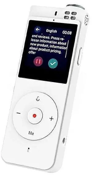 Ecocleanpath White Digital Voice Recorder with Dual Mic, 10m Recording, Speech-to-Text & Instant Translation