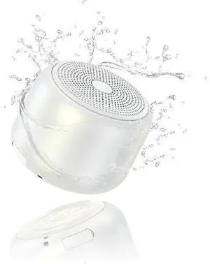 Ecocleanpath Waterproof Bluetooth Speaker, 15H Playtime, 5W Stereo Sound, Built-in Mic, Portable with Strap (White)