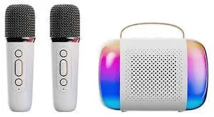 Ecocleanpath Portable Karaoke Machine with 2 Wireless Mics, Bluetooth Speaker & RGB Lights for Kids & Adults