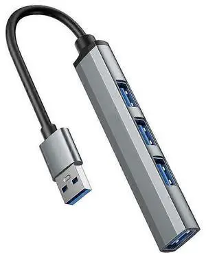 Ecocleanpath Ultra Slim 4-Port USB Hub: 1x USB 3.0 & 3x USB 2.0 Splitter, Plug & Play, Portable Gray