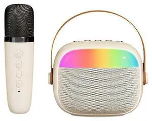 Ecocleanpath Mini Karaoke Machine with Wireless Mic & LED Lights, Bluetooth Speaker for Kids Adults Home Party Gift