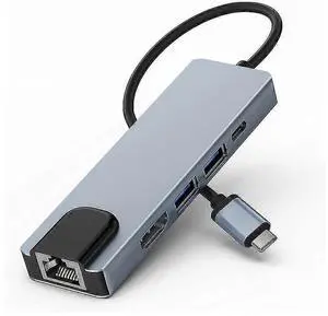 Ecocleanpath 6-in-1 USB C Hub with Ethernet, 100W PD & 4K HDMI - Multiport Adapter for Laptop