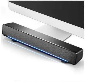 Ecocleanpath Mini Sound Bar Speaker with 3D Stereo, Blue LED Light, USB Powered for PC/Laptop/Phone