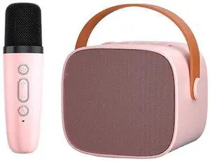 Ecocleanpath Pink Portable Karaoke Machine with Wireless Mic, Bluetooth Speaker for Kids & Adults