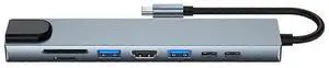 Ecocleanpath 8-in-1 USB C Hub with 4K HDMI, 87W PD Charging, Ethernet & Card Reader - Gray
