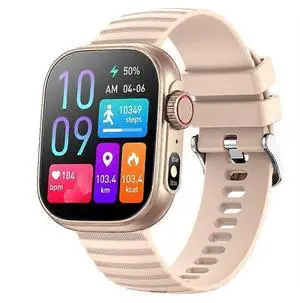 Ecocleanpath Smart Watch with 2.01" HD Screen, 24/7 Heart Rate Monitor, 100 Sports Modes, Gold
