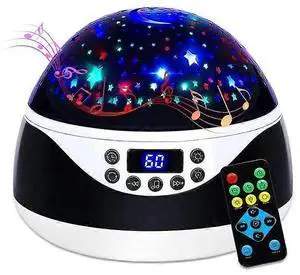 Ecocleanpath Remote Control Star Projector Night Light with Music & Timer, 12-Color Sky for Kids Room (Black)