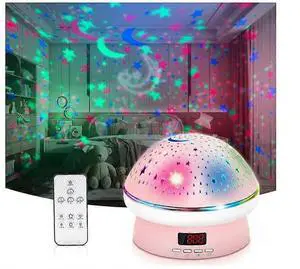 Ecocleanpath Pink Star Night Light Projector for Kids with Timer, Remote & 8 Colors