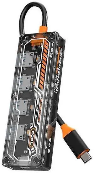 Ecocleanpath 4-Port USB 3.0 Hub with Type-C Power, 5Gbps Fast Data Transfer for Laptop & Devices (Black)