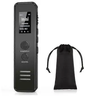 Ecocleanpath 32GB Voice Recorder with Noise Reduction, USB-C, Password Lock & Playback (Black)