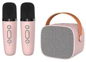 Ecocleanpath Portable Bluetooth Karaoke Machine with 2 Mics, Pink Kids Karaoke Speaker for Ages 6-12, Birthday Gift