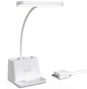Ecocleanpath White Gooseneck Desk Lamp with 3 Color Modes & Dimmable Light for Home Office Study