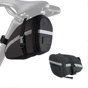 Ecocleanpath Waterproof Bike Saddle Bag with Quick-Release Mount & Reflective Strip, Black Ecocleanpath Waterproof Bike Saddle Bag with Quick-Release Mount & Reflective Strip, Black