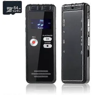 Ecocleanpath 64GB Digital Voice Activated Recorder with Playback - 3072Kbps HD Audio Recorder, 25H Continuous Recording (Black)