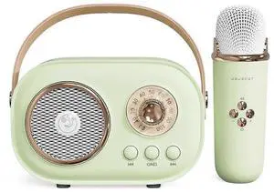 Ecocleanpath Green Mini Karaoke Machine with Microphone - Portable Bluetooth Speaker for Kids & Adults, Party Fun