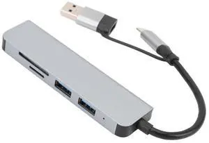 Ecocleanpath 5-in-1 USB C Hub Multiport Adapter with 3 USB 3.0 Ports, SD/TF Card Reader - Gray