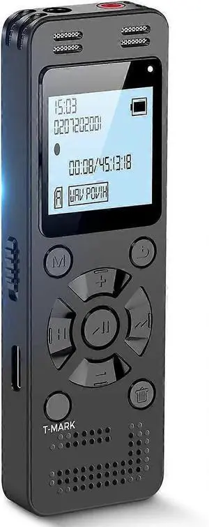 Ecocleanpath 32GB Digital Voice Recorder with Noise Cancelling - V618 Black for Lectures & Meetings