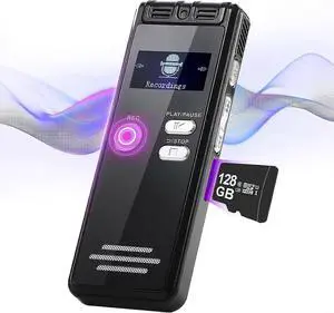 Ecocleanpath 128GB Digital Voice Recorder with Noise Cancellation, One-Touch Recording & Type-C Fast Charge (Black)