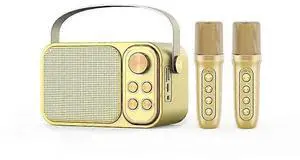 Ecocleanpath Mini Karaoke Machine with 2 Wireless Mics, Portable Bluetooth Speaker for Kids & Adults, 7 Voice Effects, Birthday Gift (Yellow) Ecocleanpath Mini Karaoke Machine with 2 Wireless Mics, Portable Bluetooth Speaker for Kids & Adults, 7 Voice Effects, Birthday Gift (Yellow)