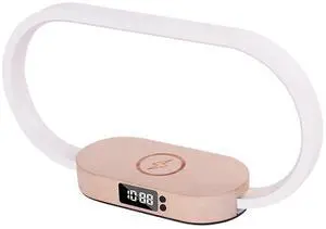 Ecocleanpath Wireless Charging Bedside Lamp with Clock, 3-Color LED Desk Lamp, USB Port for Bedroom & Office
