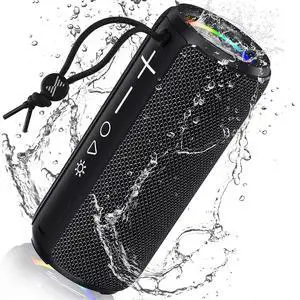 Ecocleanpath F21 Wireless Bluetooth Speaker, IPX6 Waterproof, 24H Playtime, HiFi Stereo with Lights, Portable Outdoor Speaker