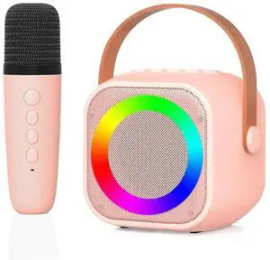 Ecocleanpath Pink Kids Karaoke Machine with Microphone, Bluetooth Speaker & LED Lights - Gift for Ages 4-12+ Ecocleanpath Pink Kids Karaoke Machine with Microphone, Bluetooth Speaker & LED Lights - Gift for Ages 4-12+