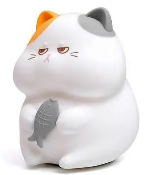 Ecocleanpath Cute Cat Night Light - 7 Color Changing, 3 Brightness, Rechargeable Timer Lamp for Kids Room (Grey)