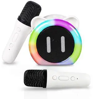 Ecocleanpath Portable Kids Karaoke Machine with 2 Wireless Mics, Bluetooth Speaker Toy with Lights for Ages 3-12 (White) Ecocleanpath Portable Kids Karaoke Machine with 2 Wireless Mics, Bluetooth Speaker Toy with Lights for Ages 3-12 (White)