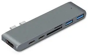 Ecocleanpath 7-in-2 USB C Hub for MacBook Pro/Air, 40Gbps Thunderbolt 3, 5Gbps USB-A/C, 4K HDMI, SD/TF Reader (Gray)