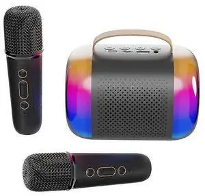 Ecocleanpath Kids Karaoke Machine with 2 Wireless Mics, Bluetooth Speaker & LED Lights - Portable Party Gift for Ages 3-11+