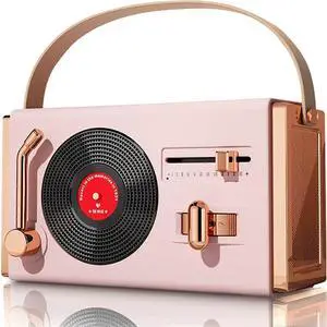 Ecocleanpath Retro Pink Bluetooth Speaker - Portable 12H Playtime, Hi-Fi Sound for Bedroom & Office