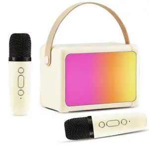 Ecocleanpath Beige Kids Karaoke Machine with 2 Wireless Mics, Bluetooth Speaker & Colorful Lights for Family Fun Ecocleanpath Beige Kids Karaoke Machine with 2 Wireless Mics, Bluetooth Speaker & Colorful Lights for Family Fun