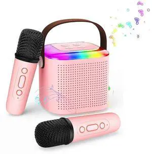 Ecocleanpath Portable Karaoke Machine with 2 Wireless Mics, 5.3 Bluetooth Speaker & LED Lights for Home/Outdoor Parties