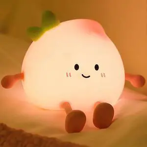 Ecocleanpath Peach Silicone Night Light for Kids - 7 Colors, 3 Brightness Levels, Rechargeable & Safe
