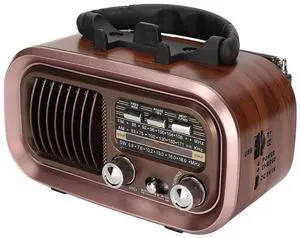 Ecocleanpath Portable Vintage AM/FM Radio Speaker with MP3/WAV Player, 3-Band Retro Design for Indoor & Outdoor Use (Brown) Ecocleanpath Portable Vintage AM/FM Radio Speaker with MP3/WAV Player, 3-Band Retro Design for Indoor & Outdoor Use (Brown)