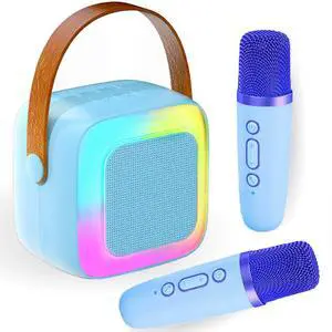 Ecocleanpath Portable Karaoke Machine with 2 Wireless Mics, RGB Lights & Bluetooth 5.0 for Home/Outdoor Singing