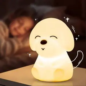Ecocleanpath Puppy Night Light for Kids - 16 Colors, Dimmable, 10H Rechargeable, Soft Silicone (White) Ecocleanpath Puppy Night Light for Kids - 16 Colors, Dimmable, 10H Rechargeable, Soft Silicone (White)