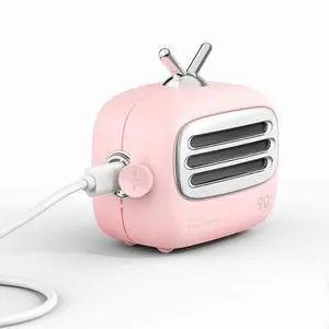 Ecocleanpath Retro Mini TV Bluetooth Speaker with TWS, 10H Playback, Hands-Free Call - Pink