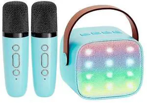 Ecocleanpath Kids Karaoke Machine with 2 Mics, Bluetooth Speaker, LED Lights - Portable Birthday Gift for Boys & Girls