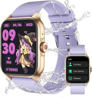 Ecocleanpath 1.85" Smart Watch with Bluetooth Calling, 100+ Sports Modes, Heart Rate & Sleep Monitor, IP67 Waterproof (Purple)