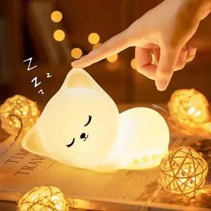 Ecocleanpath 16 Color Dimmable Cat Night Light for Kids - Rechargeable Silicone Nursery Lamp (White) Ecocleanpath 16 Color Dimmable Cat Night Light for Kids - Rechargeable Silicone Nursery Lamp (White)