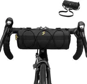 Ecocleanpath Small Bike Handlebar Bag, 2L Front Storage Pouch with Shoulder Strap for Mountain/Road Bikes (Black)