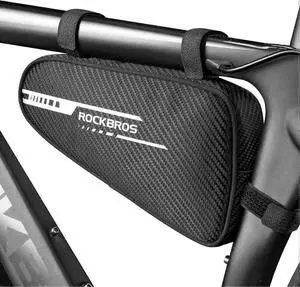 Ecocleanpath Triangle Bike Frame Bag - 1.2L MTB/Road Bicycle Storage Pouch, 3-Strap Mount (Black)