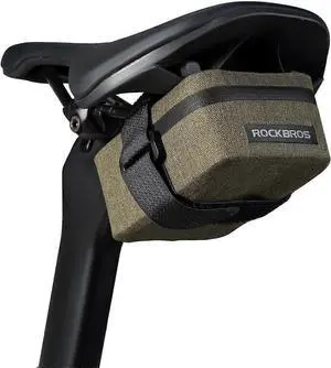 Ecocleanpath 48g Waterproof Bike Saddle Bag, Universal Under Seat Storage with Tail Light Hook (Khaki)