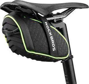Ecocleanpath Waterproof Bike Saddle Bag with LED Light, 3D Shell & Rain Cover for Road/Mountain Bikes (Black)
