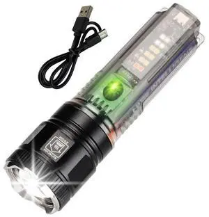 Ecocleanpath Solar Camping Flashlight with UV Light, Waterproof & Telescopic Zoom for Survival Gear (Black)