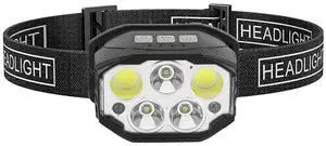 Ecocleanpath 1200 Lumen LED Rechargeable Headlamp with Hand Sensor & Red Light, 6 Modes for Camping