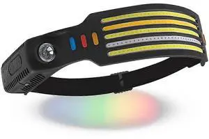 Ecocleanpath Rechargeable 5-Color LED Headlamp with 14 Modes, Motion Sensor & Type-C Fast Charging for Outdoor Use