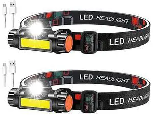 Ecocleanpath USB Rechargeable Headlamp, 1200mAh LED Headlight with XPE+COB, Waterproof for Running Camping Hiking (Black) Ecocleanpath USB Rechargeable Headlamp, 1200mAh LED Headlight with XPE+COB, Waterproof for Running Camping Hiking (Black)