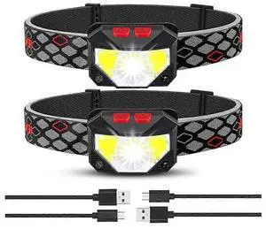 Ecocleanpath Rechargeable Headlamp 2-Pack, 1100 Lumen LED Headlight with Motion Sensor & Waterproof